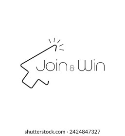 join and win sign on white background