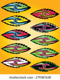 joined cartoon snake heads design symbol