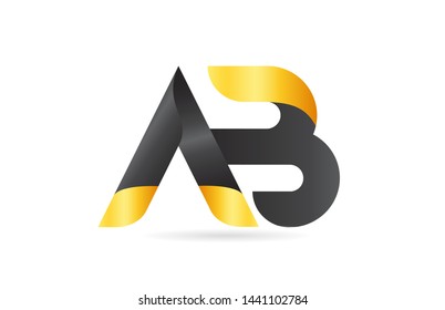 joined or connected AB A B yellow black alphabet letter logo combination suitable as an icon design for a company or business