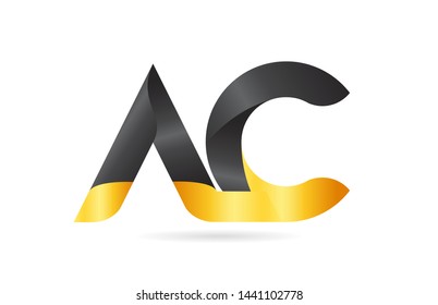 joined or connected AC A C yellow black alphabet letter logo combination suitable as an icon design for a company or business