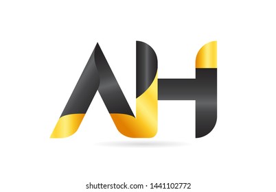 joined or connected AH A H yellow black alphabet letter logo combination suitable as an icon design for a company or business