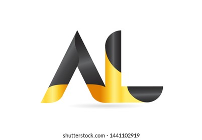 joined or connected AL A L yellow black alphabet letter logo combination suitable as an icon design for a company or business