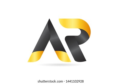 joined or connected AR A R yellow black alphabet letter logo combination suitable as an icon design for a company or business