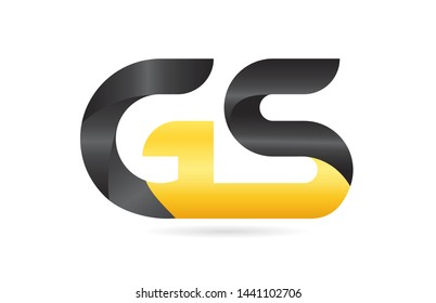 joined or connected GS G S yellow black alphabet letter logo combination suitable as an icon design for a company or business