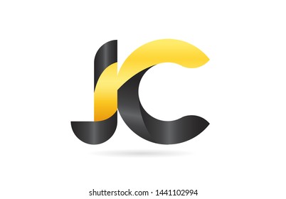 joined or connected JC J C yellow black alphabet letter logo combination suitable as an icon design for a company or business