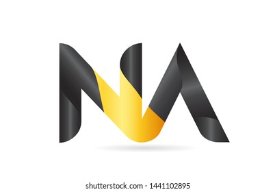 joined or connected NA N A yellow black alphabet letter logo combination suitable as an icon design for a company or business