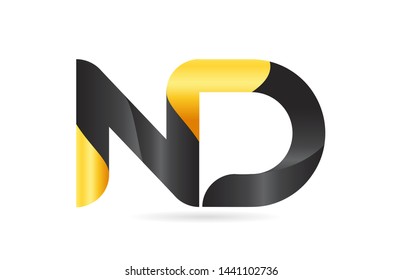 joined or connected ND N D yellow black alphabet letter logo combination suitable as an icon design for a company or business