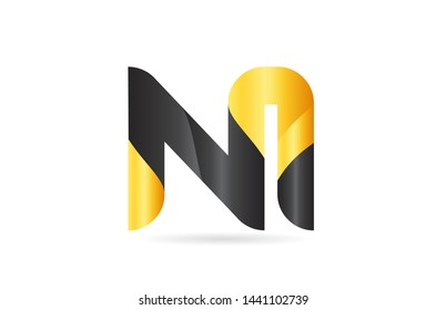 joined or connected NI N I yellow black alphabet letter logo combination suitable as an icon design for a company or business