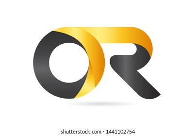 joined or connected OR O R yellow black alphabet letter logo combination suitable as an icon design for a company or business