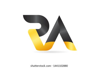 joined or connected RA R A yellow black alphabet letter logo combination suitable as an icon design for a company or business
