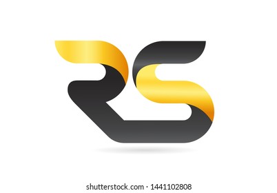 joined or connected RS R S yellow black alphabet letter logo combination suitable as an icon design for a company or business