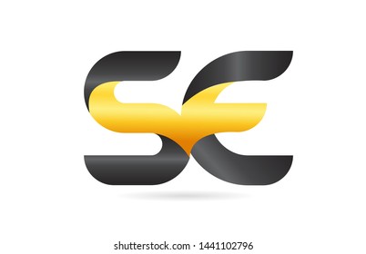 joined or connected SE S E yellow black alphabet letter logo combination suitable as an icon design for a company or business