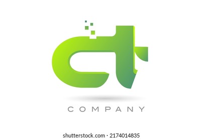 joined CT alphabet letter logo icon combination design with dots and green color. Creative template for business and company