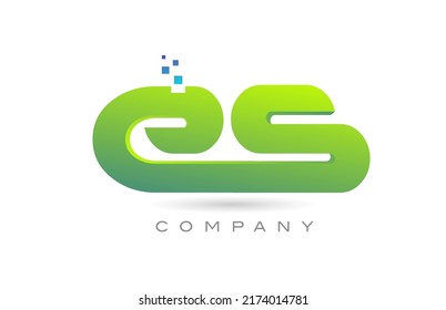 joined ES alphabet letter logo icon combination design with dots and green color. Creative template for business and company