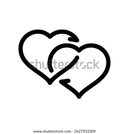 Joined Hearts Outline of Two Overlapping Hearts Representing Lasting Togetherness