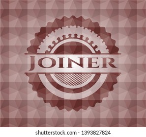 Joiner red emblem with geometric background. Seamless.