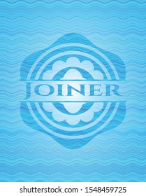 Joiner sky blue water style badge. Vector Illustration. Detailed.