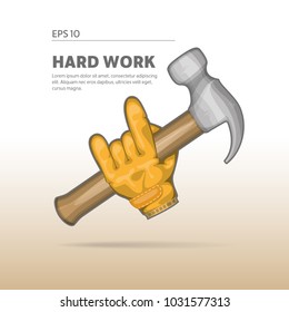 Joiner, worker holding a hammer. Icon of work activities.