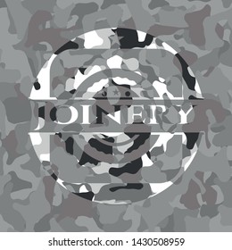 Joinery on grey camo texture