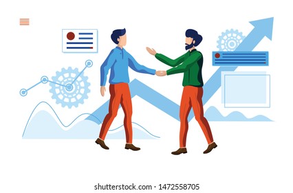 joining hands for growth vector illustration concept