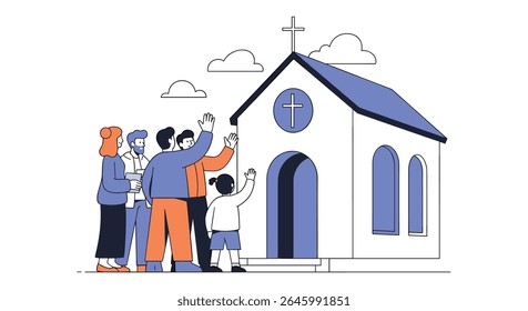 Unindo as Mãos em Oração Perto da Pequena Casa de Deus