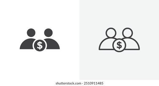 Gemeinsames Kontensymbol in schwarzem, durchgehendem und linienförmigem Format