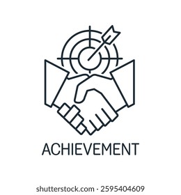 Joint achievement of the goal. Vector linear icon isolated on white background.