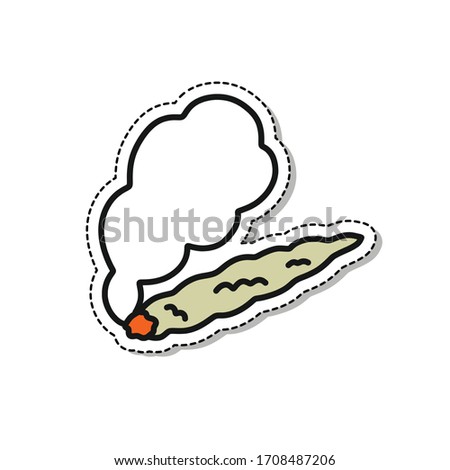 joint cannabis cigarette doodle icon, vector illustration