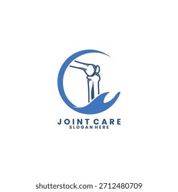 Modelo de vetor de design de logotipo de cuidados conjuntos. Cuidado com as mãos com o ícone de design de logotipo do bone