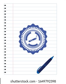mit Kugelschreiber gezeichnete Zigarettensymbol. Blaue Tinte. Vektorillustration Illustration. Detaillierte Angaben.