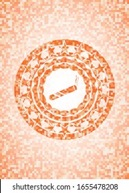 articulación, icono del cigarrillo dentro del emblema abstracto de mosaico naranja con fondo