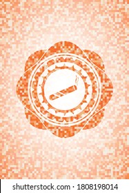 unión, icono del cigarrillo dentro del emblema abstracto del mosaico naranja. 