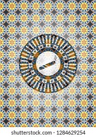 joint, cigarette icon inside arabesque style emblem. arabic decoration.