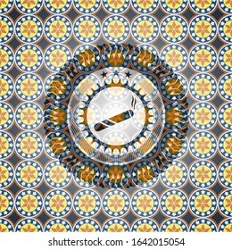 joint, cigarette icon inside arabesque badge. arabic decoration.