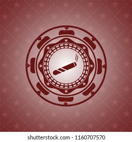 joint, cigarette icon inside badge with red background