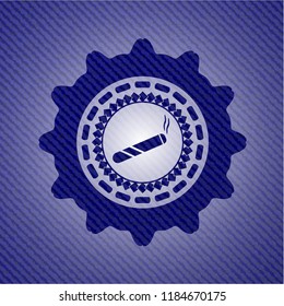 joint, cigarette icon inside badge with denim texture