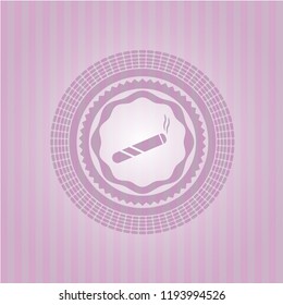 joint, cigarette icon inside badge with pink background