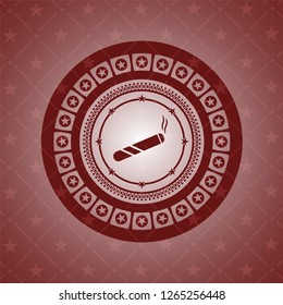 joint, cigarette icon inside badge with red background