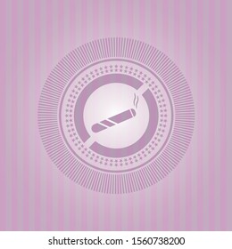 joint, cigarette icon inside badge with pink background