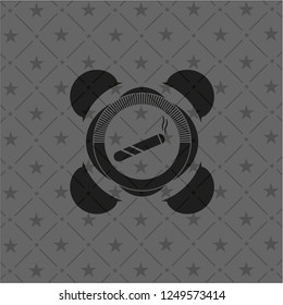 joint, cigarette icon inside black emblem. Vintage.