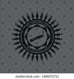 joint, cigarette icon inside black emblem. Vintage.
