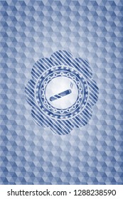 joint, cigarette icon inside blue badge with geometric pattern background.