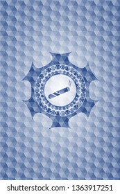 joint, cigarette icon inside blue badge with geometric background.
