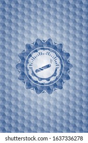 joint, cigarette icon inside blue hexagon badge.