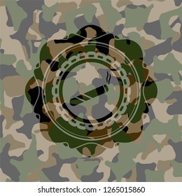 joint, cigarette icon inside camo texture