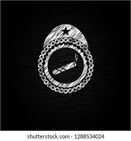joint, cigarette icon inside chalk emblem