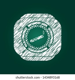 joint, cigarette icon inside chalk emblem