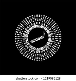 joint, cigarette icon inside chalkboard emblem on black board