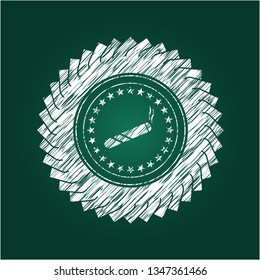 joint, cigarette icon inside chalkboard emblem