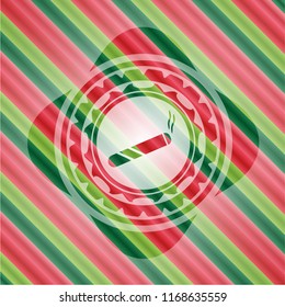 joint, cigarette icon inside christmas badge background.